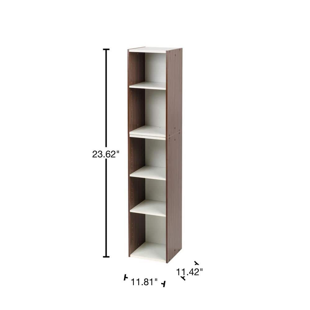Walnut Brown Adjustable 2-Tier Bookshelf for Space Saving