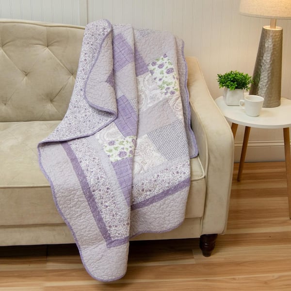 Lavender Rose Purple Cotton Throw