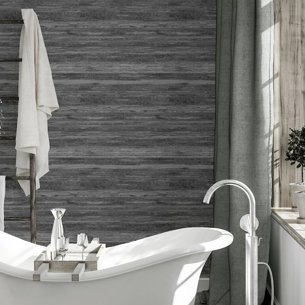 Philomena Pewter Black Striated Wallpaper Sample