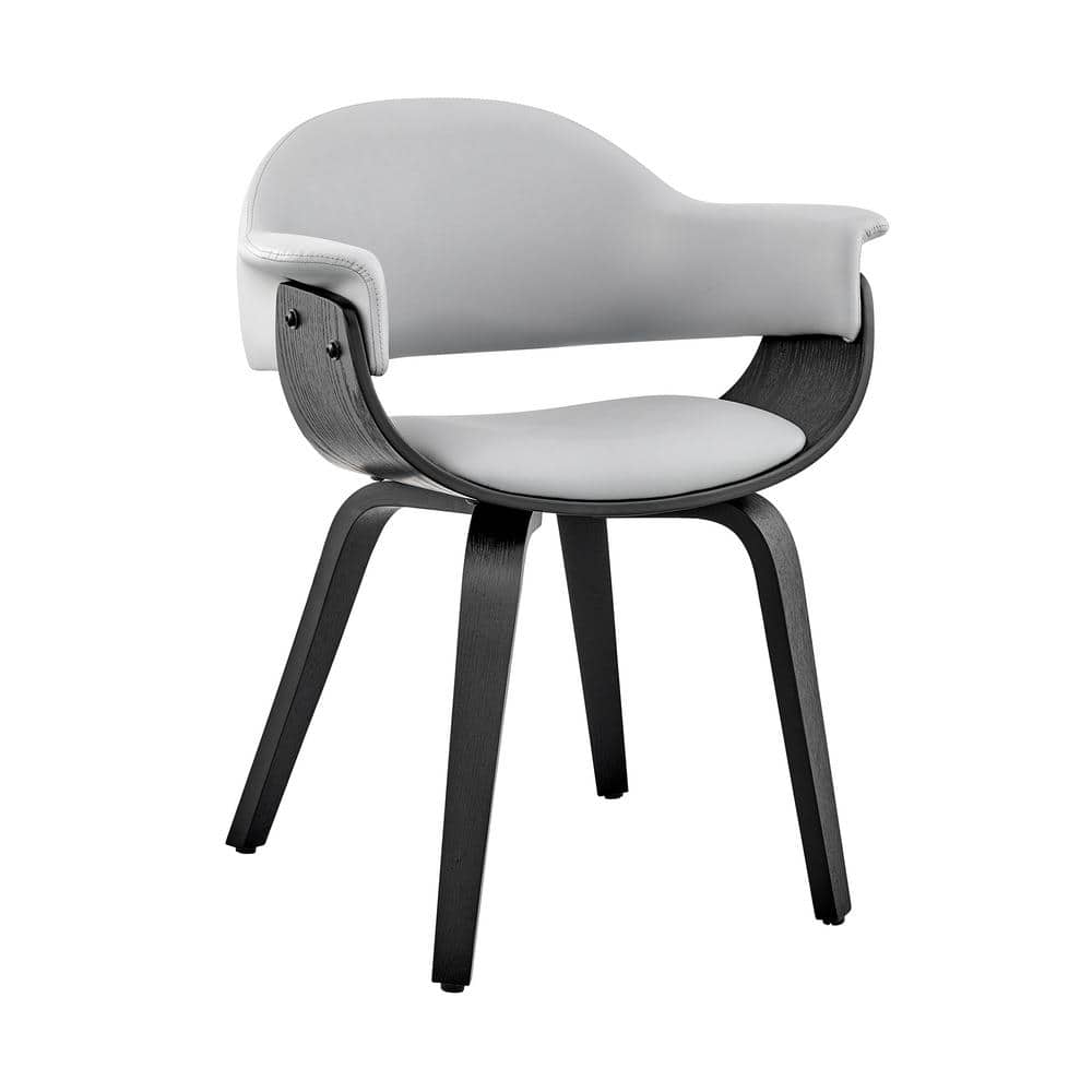 Adalyn Grey Faux Leather and Black Wood Dining Room Accent Chair