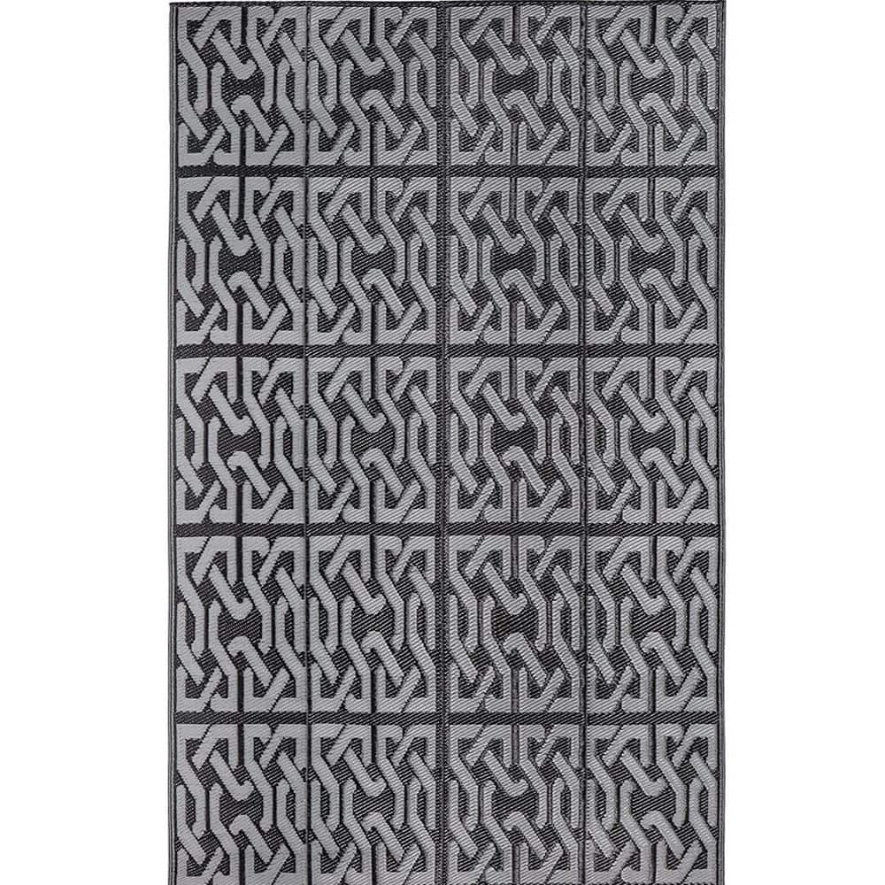 Gray 5 ft. x 8 ft. Modern Geometric Plastic Indoor/Outdoor Area Rug