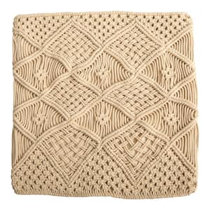18 in. Boho Cross Woven Macrame Decorative Pillow Cover