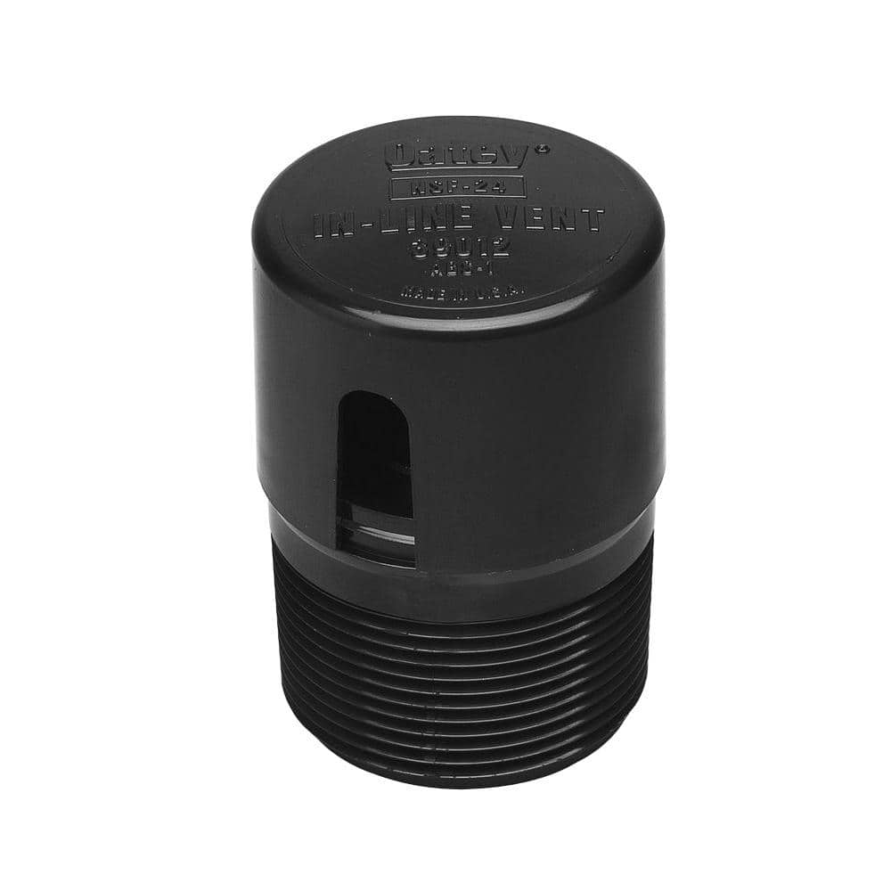 Oatey 1-1/2 in. NPT Black ABS In-Line Air Admittance Vent