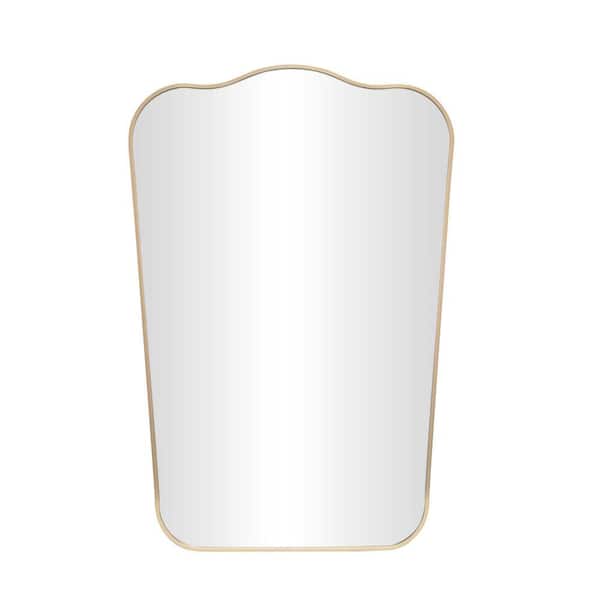 Litton Lane 36 in. x 24 in. Rectangle Framed Gold Wall Mirror with Thin ...