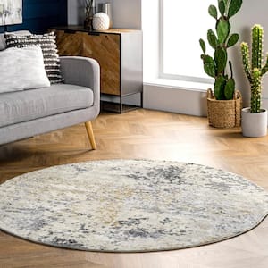 Chastin Beige 4 ft. Abstract Round Rug