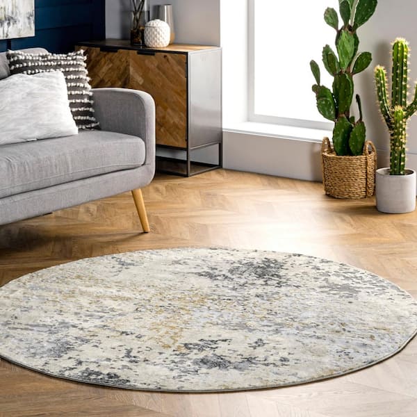 Chastin Beige 4 ft. Abstract Round Rug