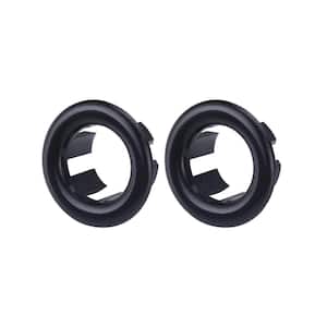 1.2 in. Plastic Sink Basin Trim Overflow Cover Insert in Hole Round Caps in Matte Black (2-Pack)