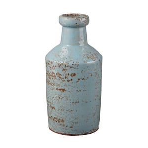 4 in. x 8 in. Rustic Persian Earthenware Decorative Milk Bottle