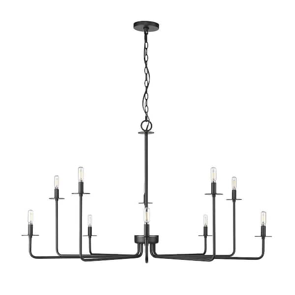 Marceline 48 in. 10-Light Matte Black Chandelier