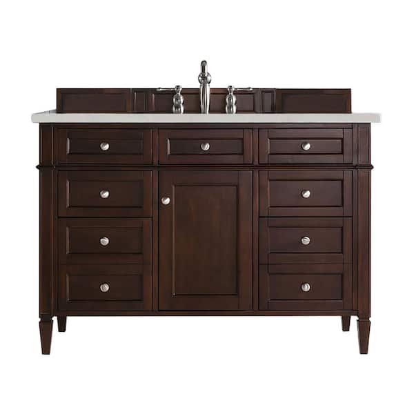 James Martin Vanities Brittany 48 in. W x 23.5 in. D x 34 in. H Single Bath Vanity in Burnished Mahogany with Serena Quartz Top