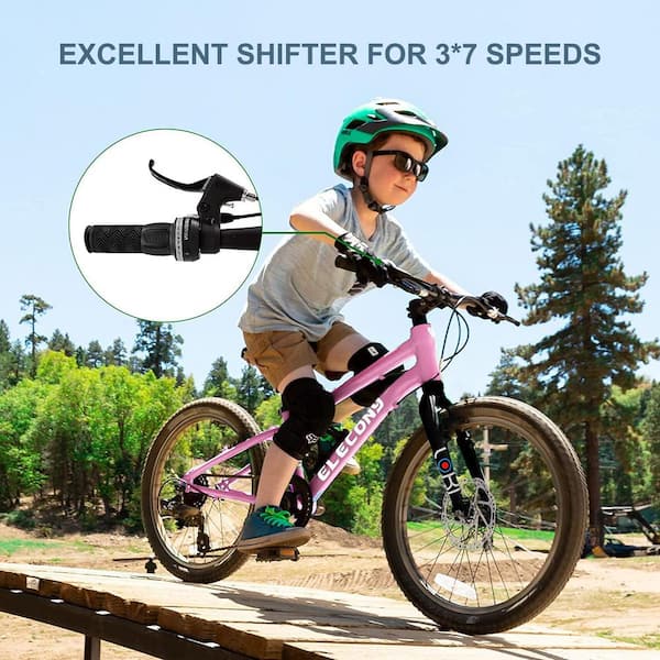 S VASIP 20 Inch Kids' Mountain Bike Ages 8-12, 7 Speed Teenager Children Kids' Bicycles,Front Suspension Disc Brake Rear V-Brake,White Mountain Bike Frame