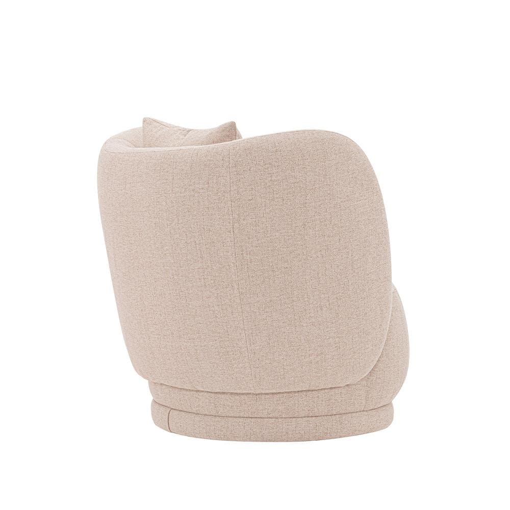Set of 2 Wheat Linen Upholstered Barrel Accent Chairs