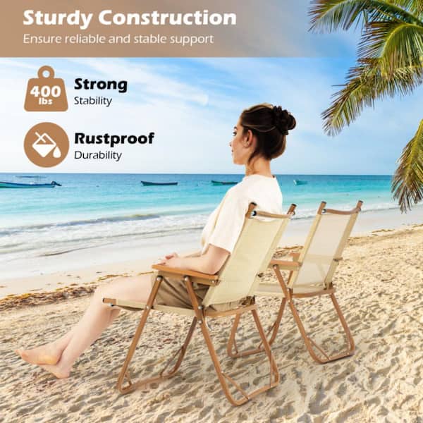 Kadehome Aluminum Beach Chairs (Set of 2)-Lightweight Folding Camp
