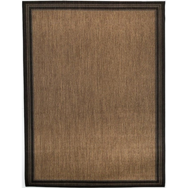 Hampton Bay Border Black Brown 5 ft. x 7 ft. Indoor/Outdoor Patio Area Rug