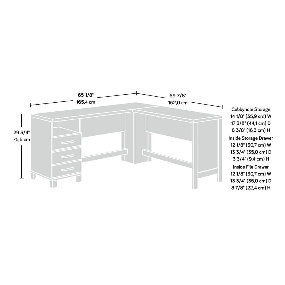 Timber Oak L-Shaped Corner Computer Desk with Drawer and Filing Cabinet
