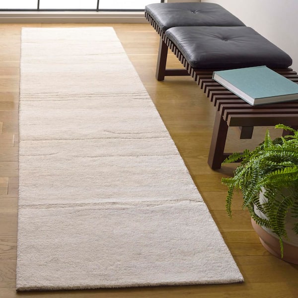 Ebony 2 ft. x 9 ft. Light Green/Ivory Abstract Striped Runner Rug