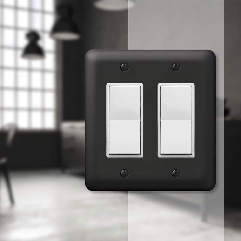 Black Steel Double Rocker Wall Plate