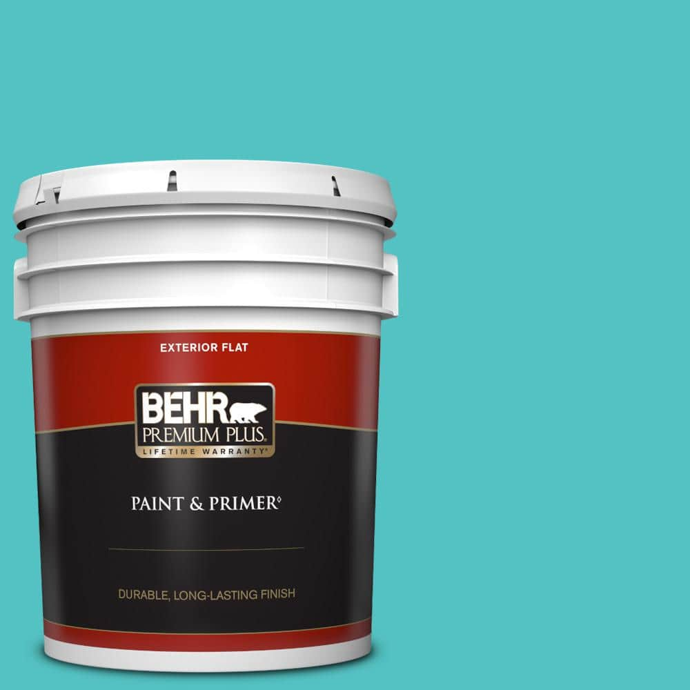 BEHR PREMIUM PLUS 1 gal. #500B-4 Gem Turquoise Flat Exterior Paint