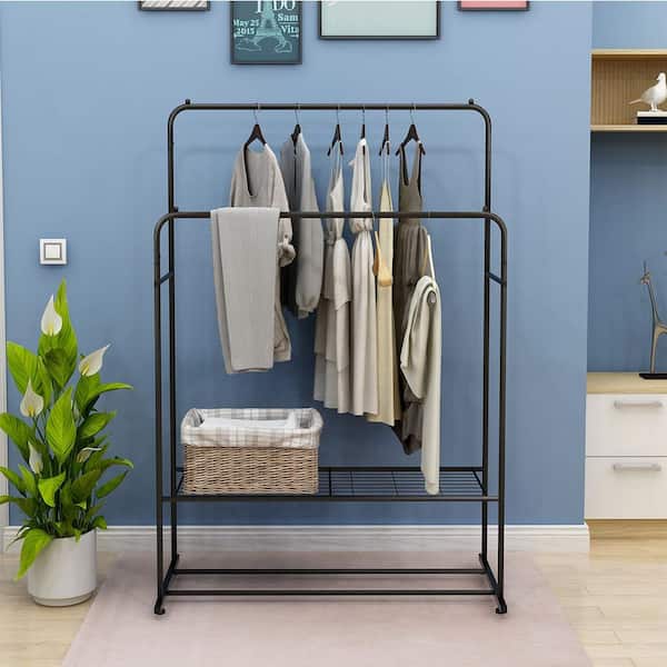 Lulive Clothes Rack, Heavy Duty Garment Rack for Hanging Clothes,  Industrial Clothing Racks with Shelves, 2 Fabric Drawers, 4 Hooks, 2  Hanging Rods