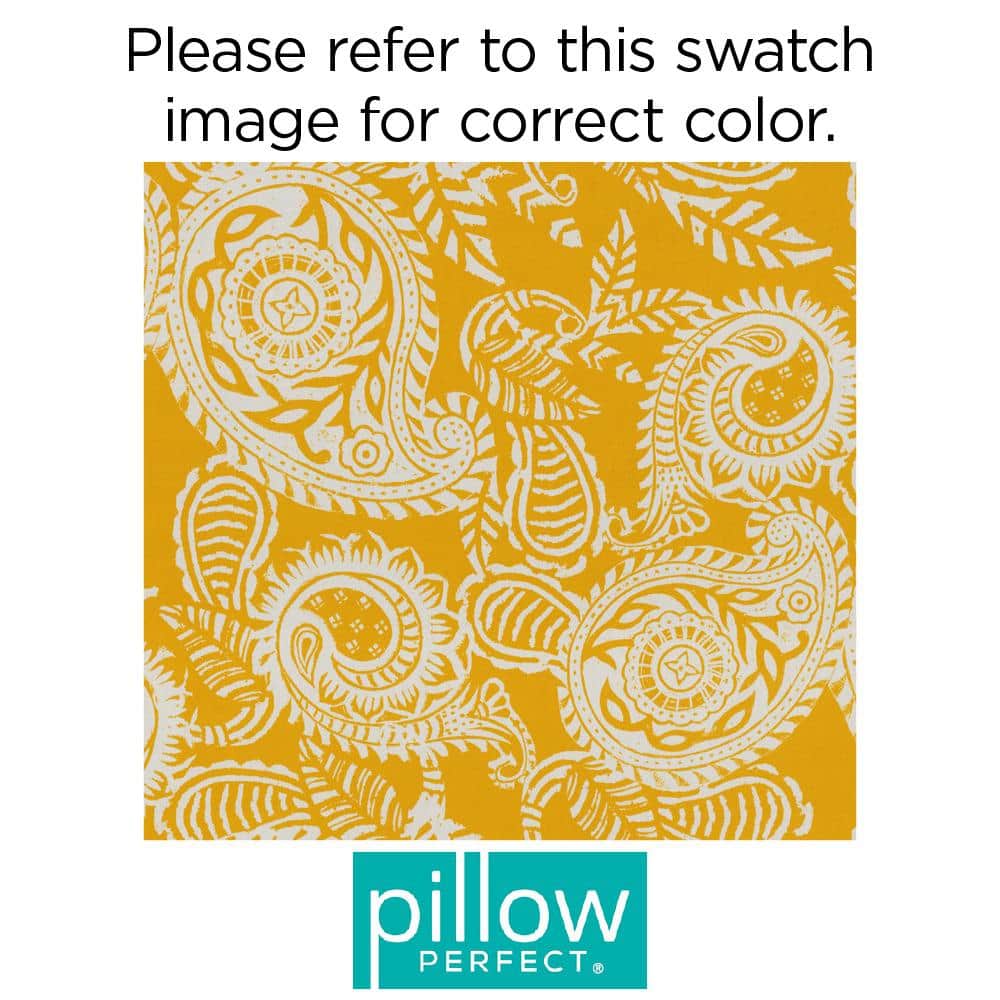 Yellow and Off-White Paisley Rectangular Outdoor Lumbar Pillow Set