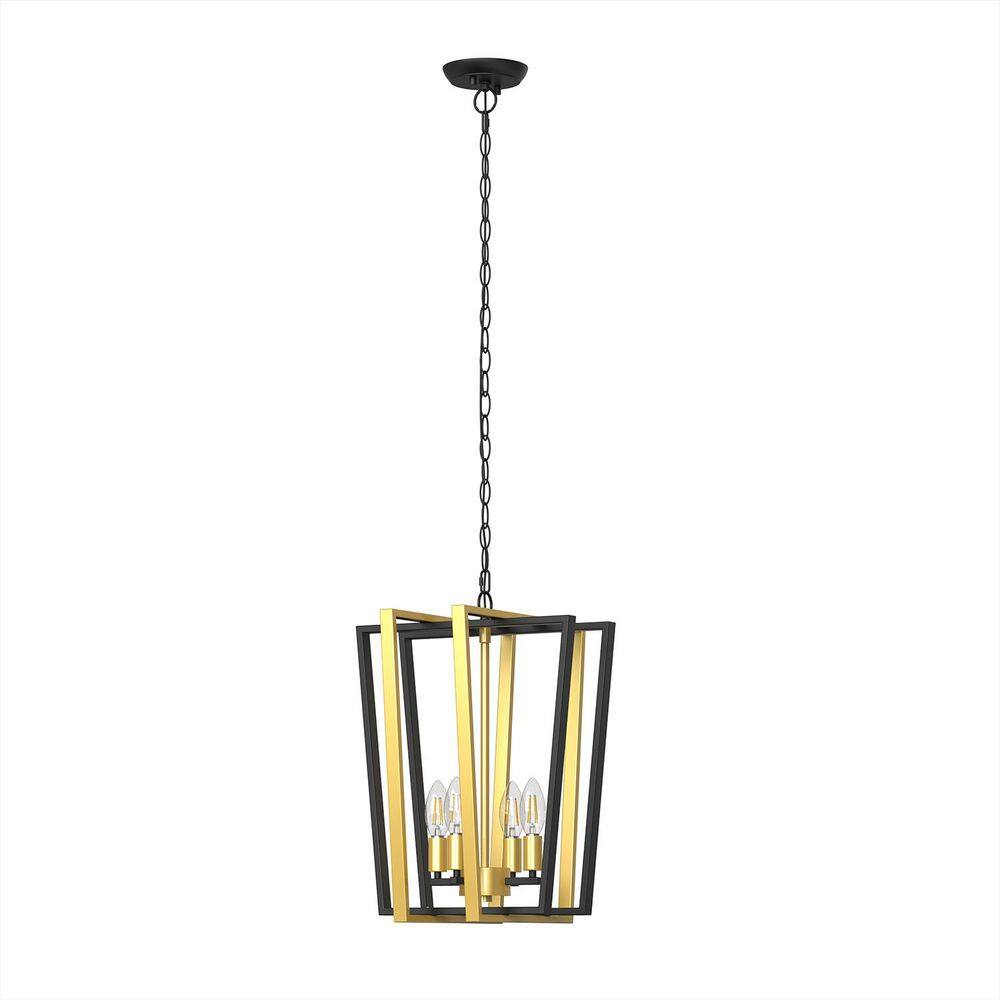 Farmhouse 4 Light Matte Matte Black an Copper Inverted Frustum Chandelier with Metal Square Lampshade, No Bulb Included price history on PriceWatchPro