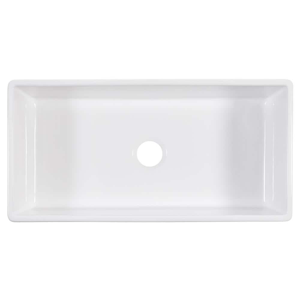 Austen White Fireclay Single Bowl Farmhouse Kitchen Sink with Stainless Steel Faucet