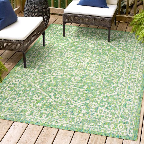 JONATHAN Y Zinnia Modern Floral Textured Weave Cream/Green 8