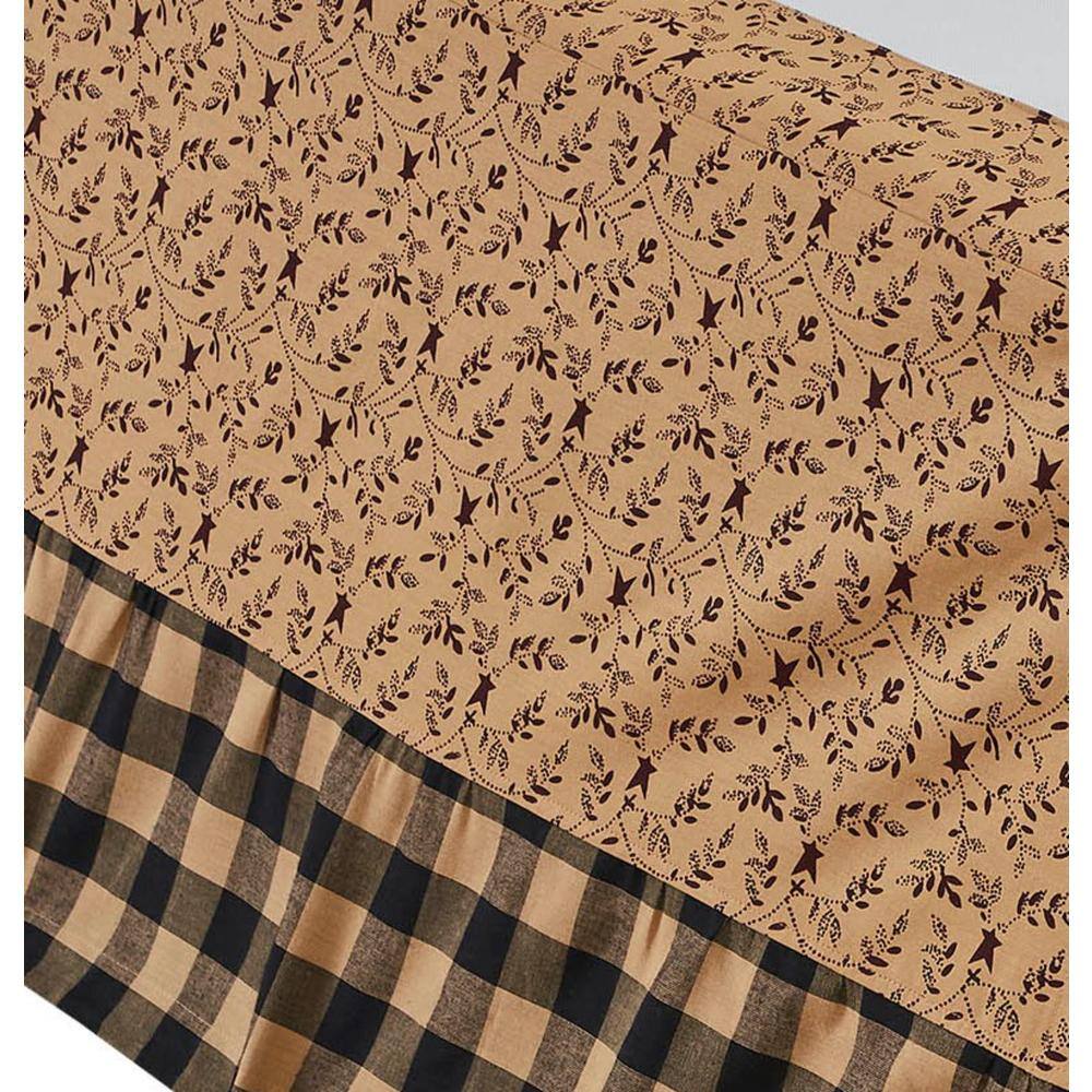 Natural Cotton Queen Bed Skirt with Check Pattern