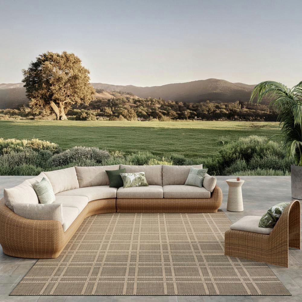 Horizon Indoor/Outdoor Charcoal 8 ft. x 10 ft. Geometric Contemporary Area Rug