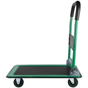 Green Folding Moving Platform Hand Truck, 360-Degree Swivel Wheels with 330 lbs. Weight Capacity Serving Cart