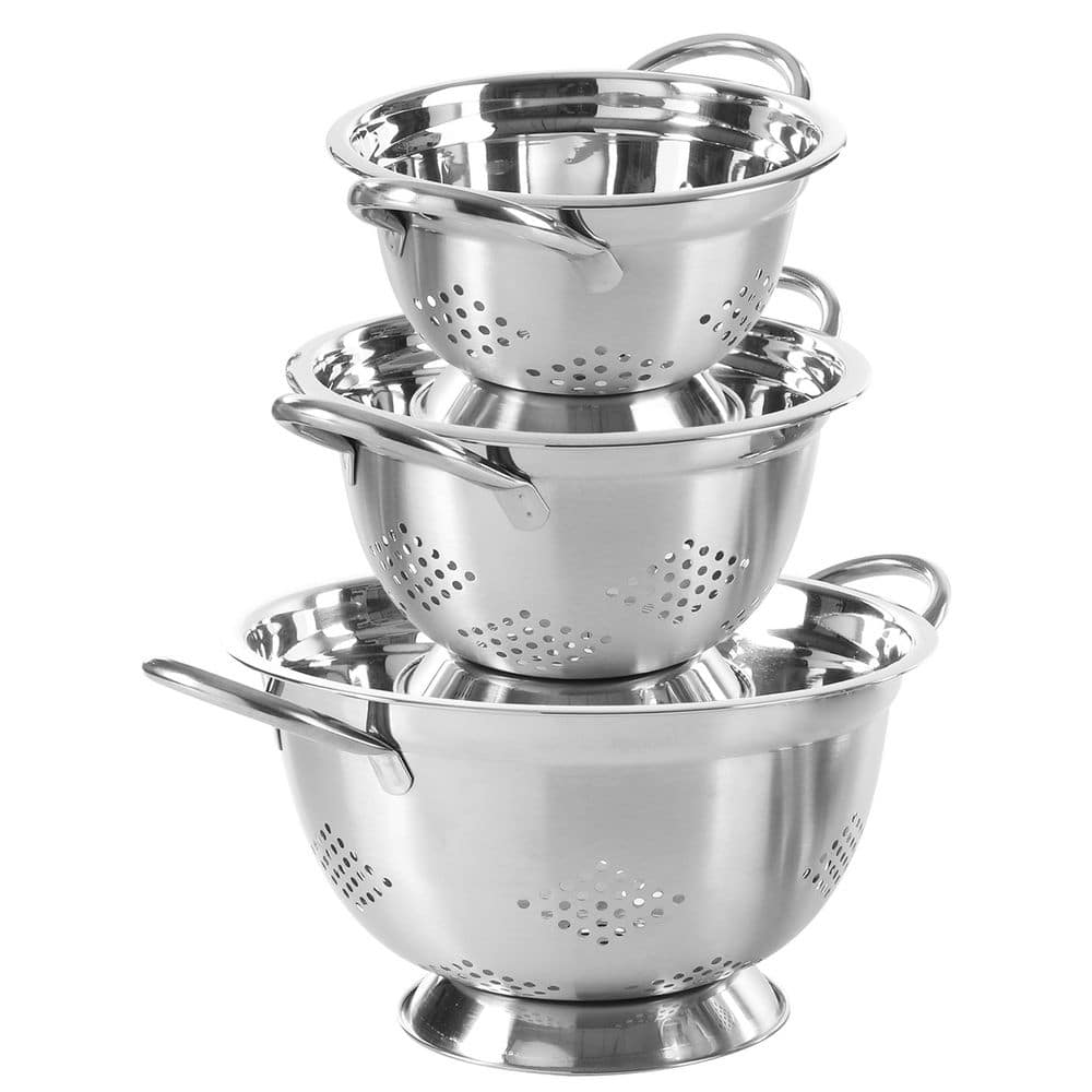 Oster 3 Piece Stainless Steel Colander Set with Pedestal Base