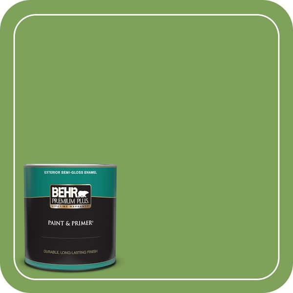 BEHR PREMIUM PLUS 1 qt. #P380-6 Springview Green Semi-Gloss Enamel Exterior Paint & Primer