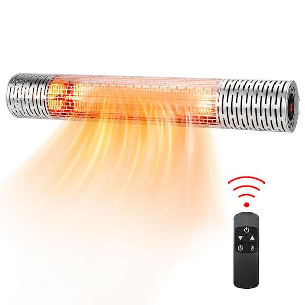 Costway 1500-Watt Silver Wall-Mounted Electric Infrared Space Heater Indoor and Outdoor With Remote