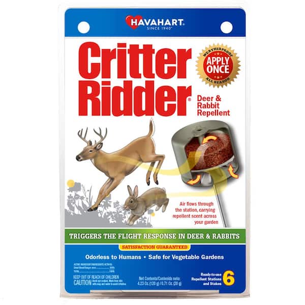 Havahart Critter Ridder Outdoor Weatherproof Repellent Stations for Deer and Rabbits (6 Bait Stations and Stakes)