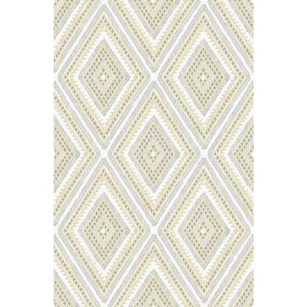 A-Street Prints Zaya Light Yellow Tribal Diamonds Light Yellow Wallpaper Sample