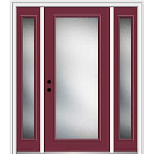 68.5 in. x 81.75 in. Micro Granite Right-Hand Inswing Full Lite Decorative Painted Fiberglass Smooth Prehung Front Door