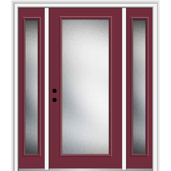 MMI DOOR 68.5 in. x 81.75 in. Micro Granite Right-Hand Inswing Full Lite Decorative Painted Fiberglass Smooth Prehung Front Door