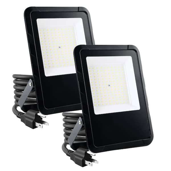 Sunpez 110-Volt 10000 Lumen Waterproof LED Flood Lights Portable Outside Work Light with Plug (Set of 2)