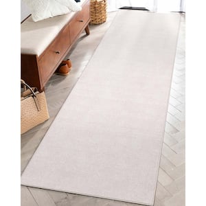 Ivory 2 ft. 7 in. x 9 ft. 6 in. Runner Flat-Weave Plain Solid Modern Area Rug
