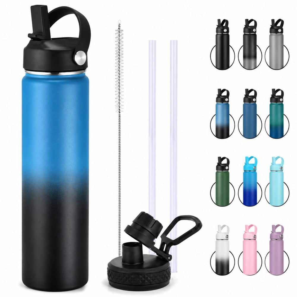24 oz Insulated Stainless Steel Water Bottle with Wide Mouth and 2 Lids, Deep Blue and Black price history on PriceWatchPro
