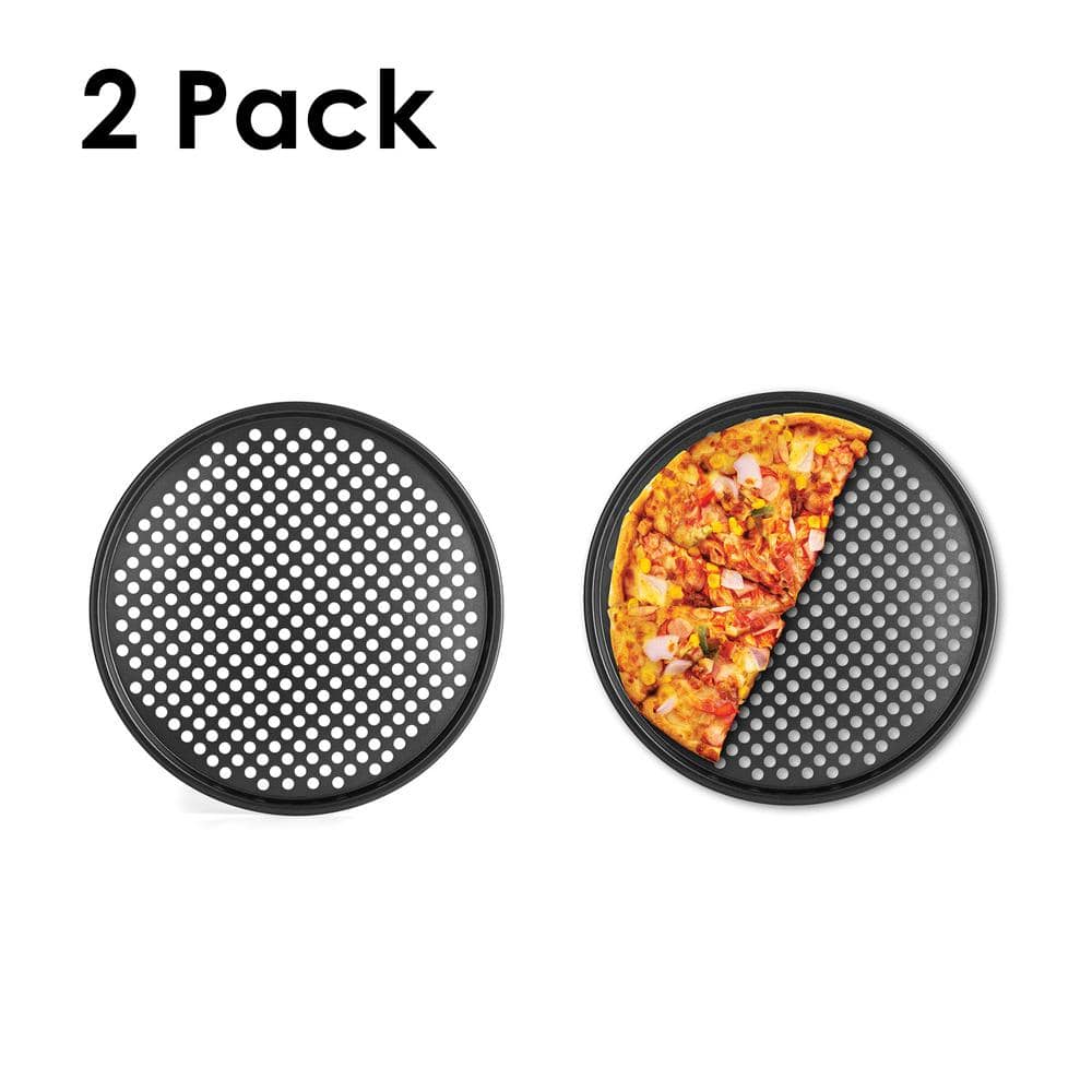 Fox Run 14.5" Perforated Carbon Steel Pizza Pans, Set of 2