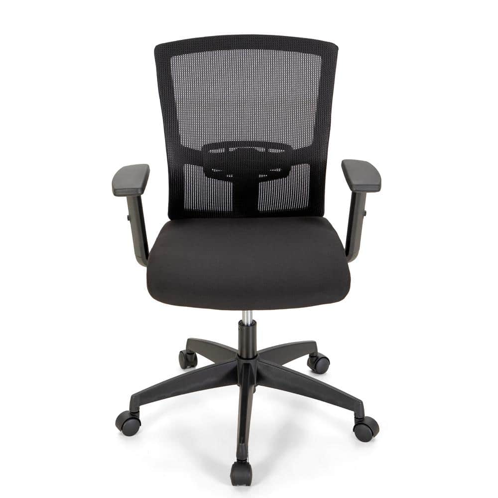 PHI VILLA Mesh Seat Reclining Lumbar Support Ergonomic Drafting Office Chair in Black with Arms