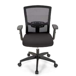 Mesh Seat Reclining Lumbar Support Ergonomic Drafting Office Chair in Black with Arms