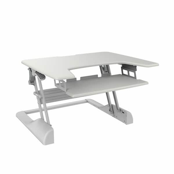 Unbranded 32.5 in. Rectangular White Standing Desks with Adjustable Height