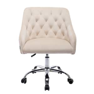 Beige Modern Leisure Velvet Upholstered Swivel Task Chair