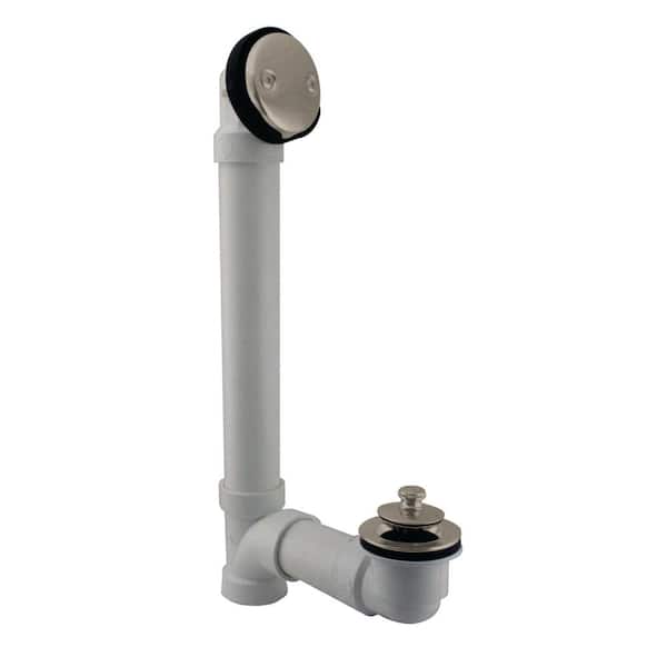Westbrass Twist and Close Sch. 40 PVC Bath Waste with 1-Hole Elbow and 2-Hole Overflow Faceplate in Stainless Steel