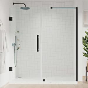 Tampa-Pro 54 3/8 in. W x 72 in. H Pivot Frameless Shower in Black with Shelves