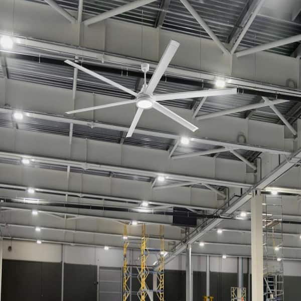 Tilden 120 in. Indoor/Outdoor Brushed Carbon Ceiling Fan with Adjustable White Integrated LED and Remote Included