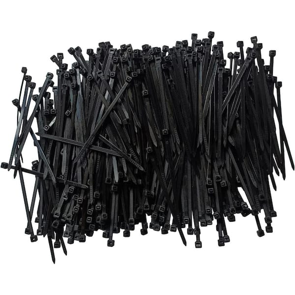 Micro Connectors, Inc 4 in. Cable Zip Tie 17 lbs. Multi-Purpose Self-Locking Black (1000-Pack)