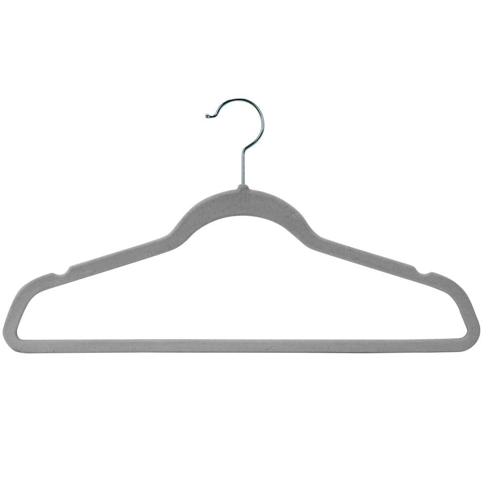 Basics Kids Velvet, Non-Slip Clothes Hangers, 11.6 Inch, Pack of 50,  Gray